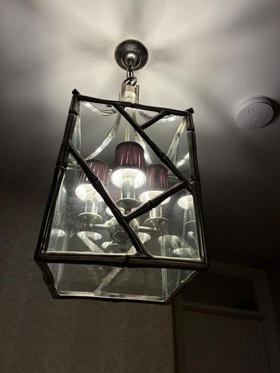 Large Antique Silver bamboo ceiling light