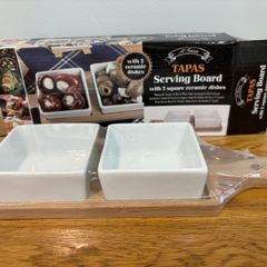 Tapas Serving board with 2 ceramic dishes (NEW)