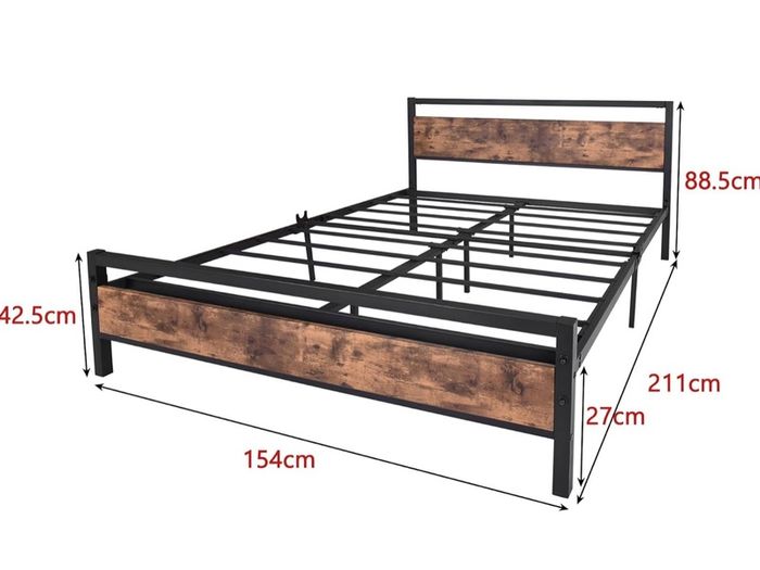 King Size Bed Frame with Wood Headboard,Heavy Duty Metal Platform