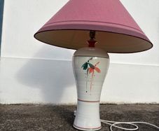 Louis Mulcahy Large Pottery Table Lamp with Pink Shade 66cm