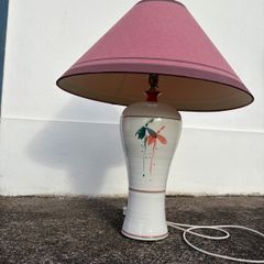 Louis Mulcahy Large Pottery Table Lamp with Pink Shade 66cm