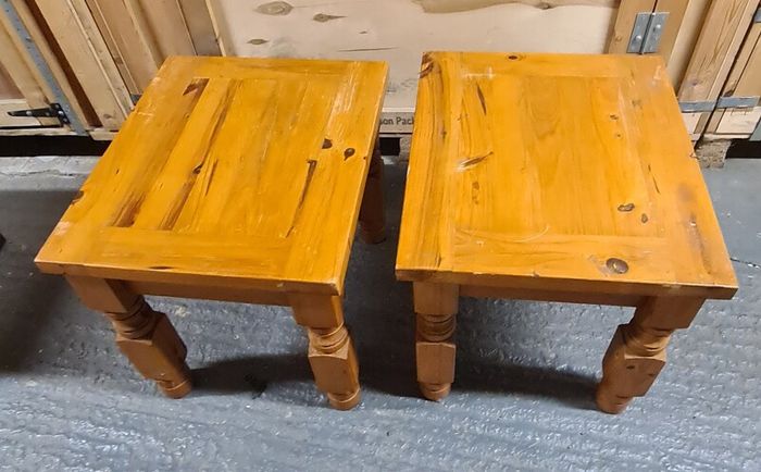 Pair of Solid Wood Wooden Side / Bedside Tables