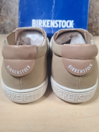 Womens BIRKENSTOCK BARRIE SAND canvas slip on shoes trainers beige brown Size UK 5 EU 38 boys girls unisex BRAND NEW BOXED