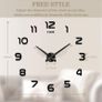 Modern Mute DIY Frameless Large Wall Clock 3D Mirror Sticker Metal Big Watches Home Office Decorations (Black-2) Image 2