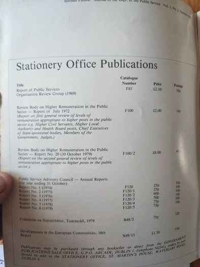 Seirbhis Phoibli. 3 X Journals Of The Department Of The Public Service.  1980-82 -85.