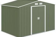 9 x 6ft Metal Garden Shed, Outdoor Storage Tool House with Ventilation Slots, Foundation Kit and Lockable Double Doors, Light Green