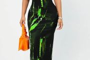 Brand New Green Tie Dye Split Hem Cami Dress size S