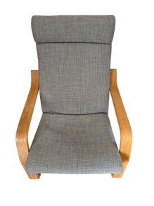 Chair - Wooden Frame - Grey Upholstery