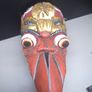 Vintage Hand Carved Painted Wooden Bird Demon Mask Folk Art 33cm Image 4