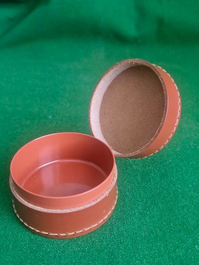 Vintage Real Hide Leather Round Stud & Cufflink Box