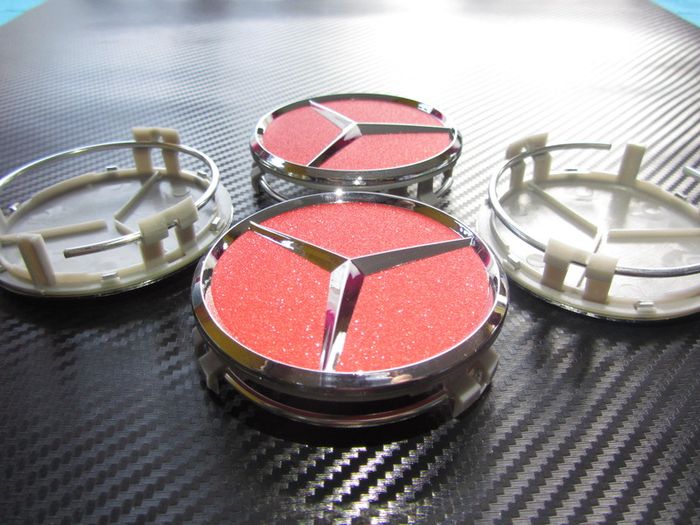 4x Red shining 75mm Mercedes Benz Alloy Wheel Center Caps cap Hub Cover