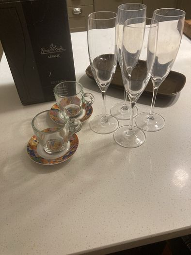 I have other pieces too ( plates) - A bundle of Rosenthal Pieces- 4 Classic Belcanto Champagne Flutes, Brown Rectangular Cake Plate, 2 Studio Line Espresso- Sammeltasse Nr 2 saucers