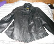 Pea Coat US Navy Leather Jacket Large