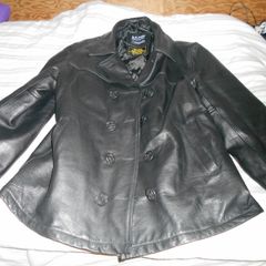 Pea Coat US Navy Leather Jacket Large