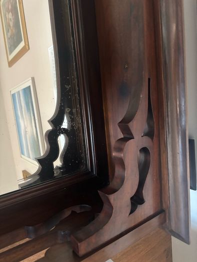 Mirror mantel - dark brown wood