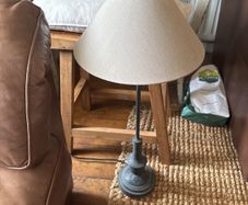 Table lamp black embossed base and taupe shade