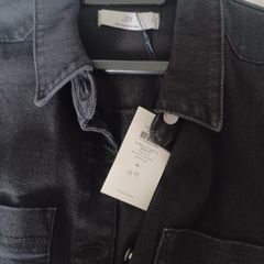Black denim coat dress XL