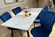 marble look dining table with chairs on special offer