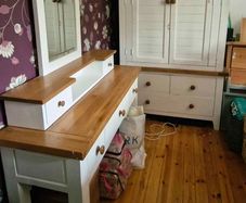 Solid Oak & Timber Bedroom Set: Wardrobe & Dressing Table