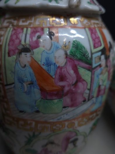 Pair of Vintage Chinese Hand Painted Porcelain Vases 23cm