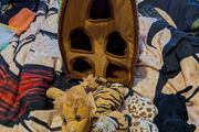 Plush animal carrier with four soft toy animals