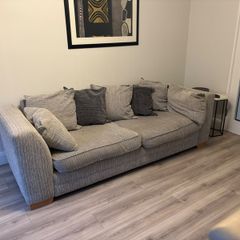 Modern 3-Seater Grey Fabric Sofa for Quick Sale