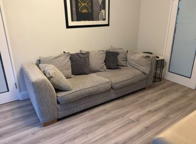 Free Modern 3-Seater Grey Fabric Sofa