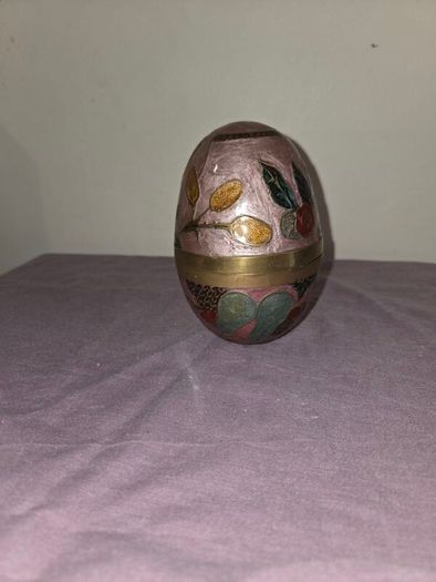 Cloisonne Brass Egg Trinket Box