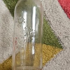 Decorative Embossed Floral Glass Bottle / Vase