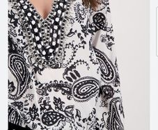 Monari Embellished Black/White Top Size 40 L