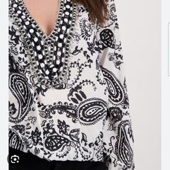 Monari Embellished Black/White Top Size 40 L
