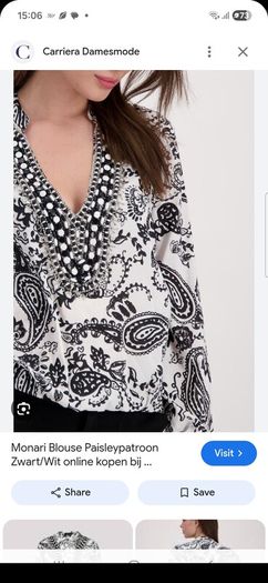 Monari Embellished Black/White Top Size 40 L