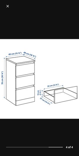 Ikea Malm chest of 3 drawers