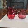 Antique Victorian Cranberry Glass jugs Image 5