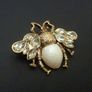 Honey Bee Ivory Pearl Crystal Brooch Pin Image 4