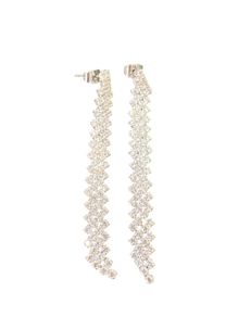 Newbridge Silverware Long Earrings with Clear Stones
