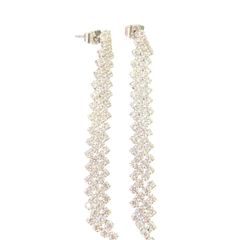 Newbridge Silverware Long Earrings with Clear Stones