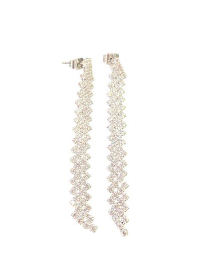 Newbridge Silverware Long Earrings with Clear Stones