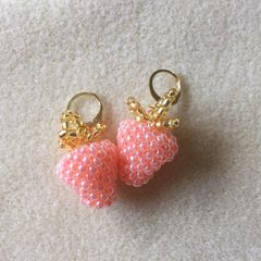 Handmade Lovely Beaded Strawberry Earrings