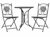 3 Piece Mosaic Bistro Set Ceramic Tile Grey