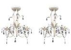 Crystal Pendant Ceiling Lamp Chandeliers 2 pcs Elegant White