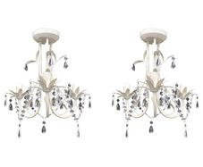 Crystal Pendant Ceiling Lamp Chandeliers 2 pcs Elegant White