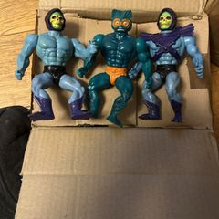Vintage 80s Action Figure Lot MOTU Skeletor Merman, Rock Lords Granite, Super Naturals Hologram