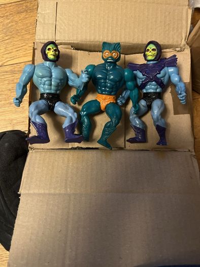 Vintage 80s Action Figure Lot MOTU Skeletor Merman, Rock Lords Granite, Super Naturals Hologram