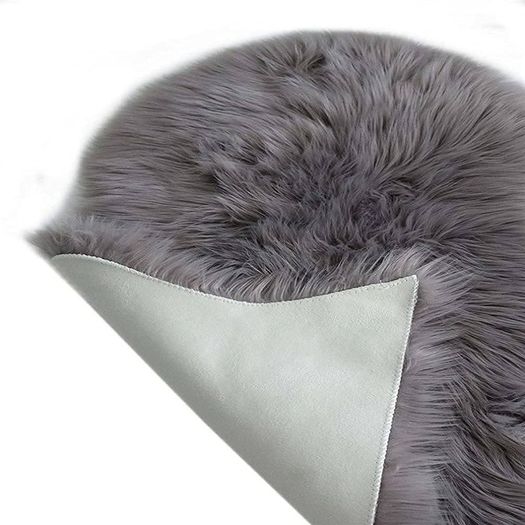 Faux Fur Sheepskin Style Rug (60 x 90 cm) Faux Fleece Chair Cover Seat Pad Soft Fluffy Shaggy Area Rugs For Bedroom Sofa Floor (gray, 60 x 90 cm)