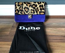 Dune Leopard Print Suede Clutch Bag