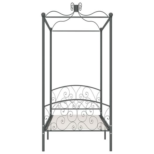 Canopy Bed Frame Grey Metal 100x200 cm