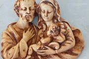 Large Holy Family, infant Jesus Italian marble wall plaque,devotional item,