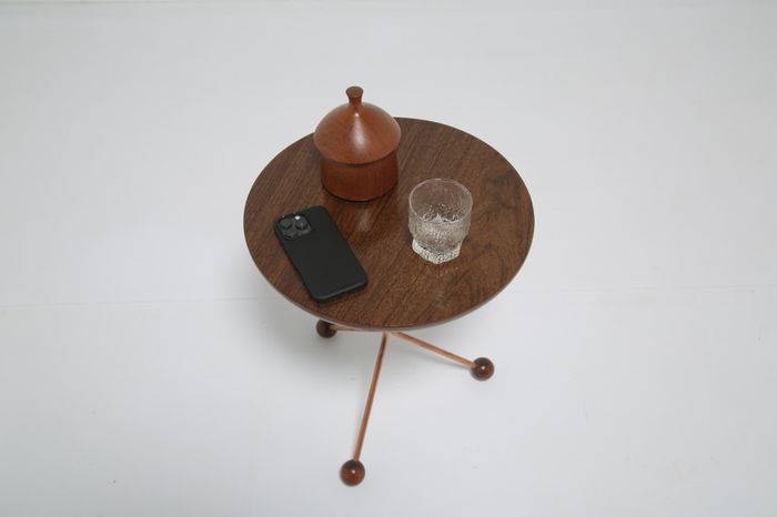 Vintage Tripod Side Teak and Copper Table by Albert Larsson for Alberts Tibro, 1950s
