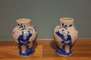 Chinese Miniature Vase Pair 19th Century Blue White Porcelain